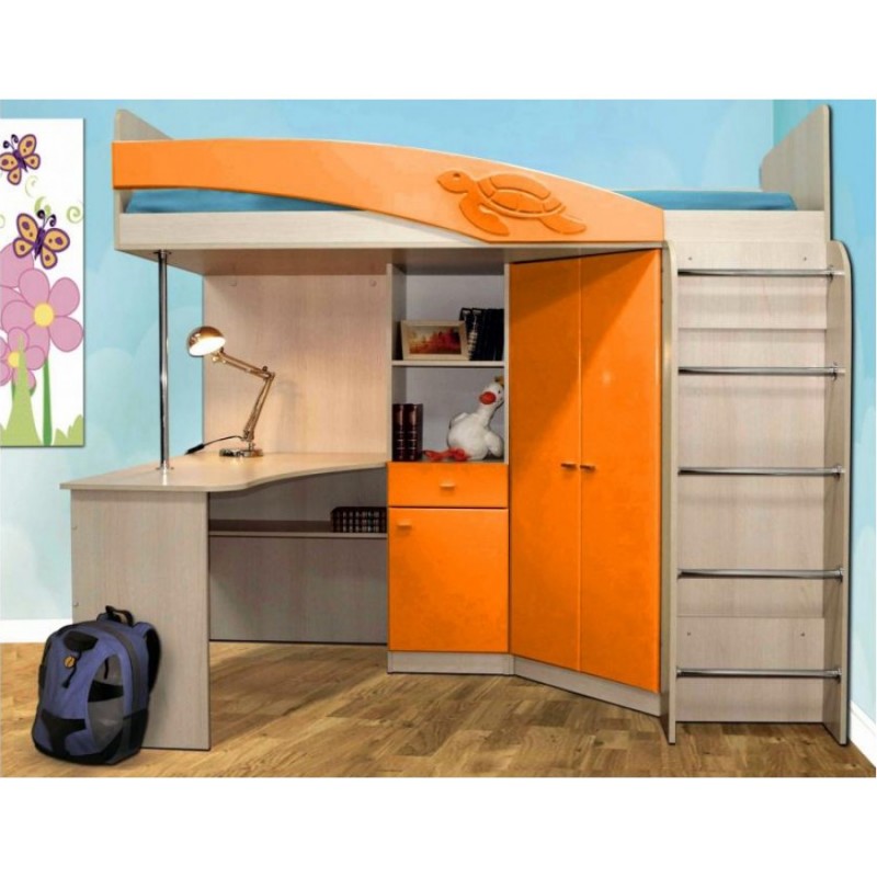 Детская кровать-чердак "Адель - 2" Оранжевый