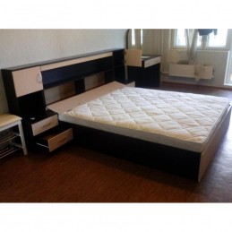 Кровать с закроватным модулем и тумбами "Бася СТ" без матраса