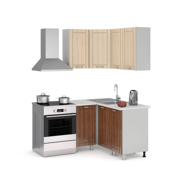 Кухня "Кантри МДФ" 100 x 140 см, Дерево темное/светлое.