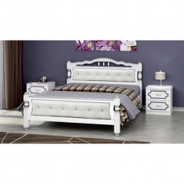 Кровать "Карина-11" 1,6 м, белый жемчуг, светлая кожа