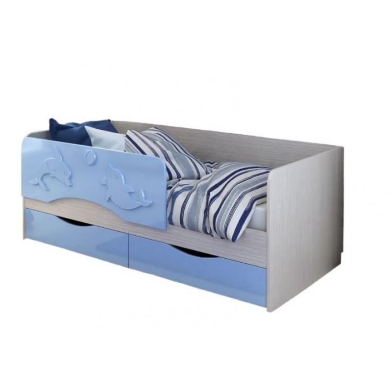 Детская кровать с матрасом "Алиса-2 СТ" голубая