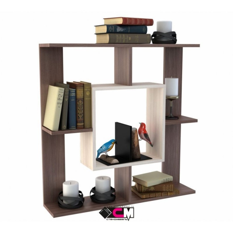 Полка навесная "ПЛ 1" Ясень шимо светлый/тёмный