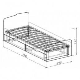Кровать 0.8 №15 "Евро" с ящиками и основанием
