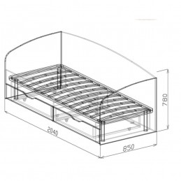 Кровать 0.8 №16 "Евро" с ящиками и основанием