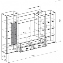 Стенка гостиная "Корсика 2" Графит