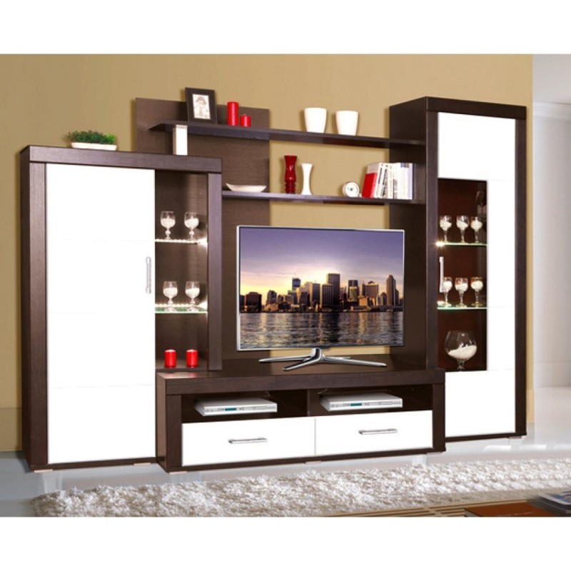 Стенка гостиная "Корсика" Белый глянец