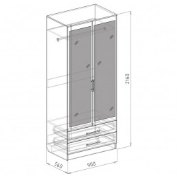Шкаф №1"Светлана" с ящиками и зеркалом