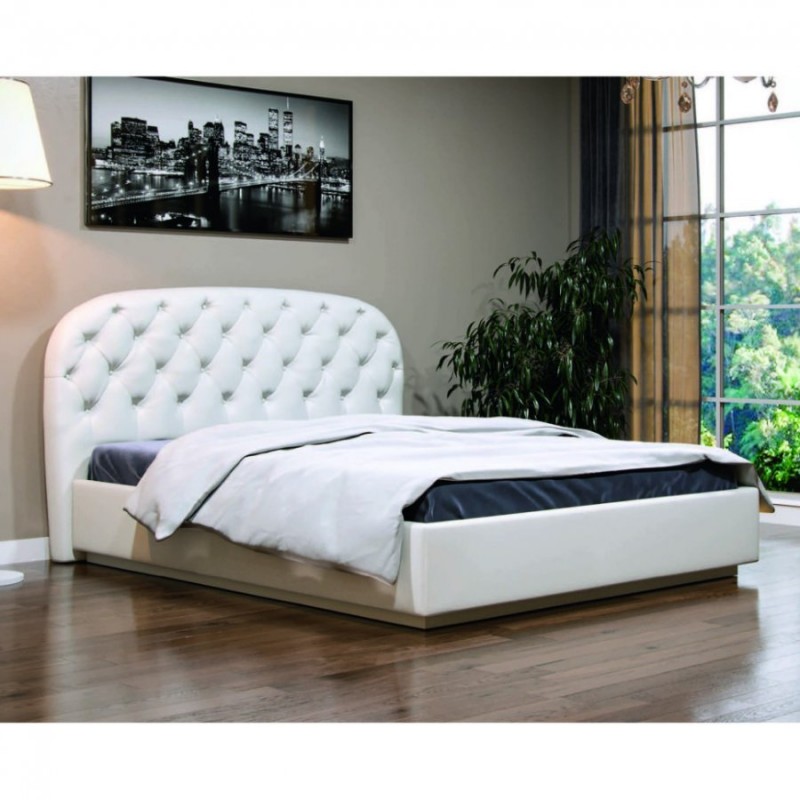 Кровать №321 Серия МК 57 с ПМ экокожа белая