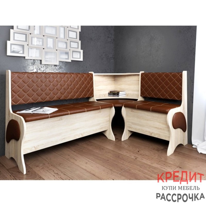 Кухонный уголок "№1" ель/экокожа коричневая