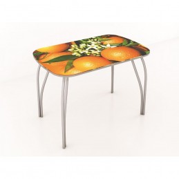 Стол обеденный "Агат" Апельсины 120 см со стеклом