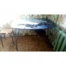 Стол обеденный "Агат" Лилия 110 см со стеклом
