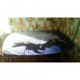 Стол обеденный "Агат" Лилия 110 см со стеклом