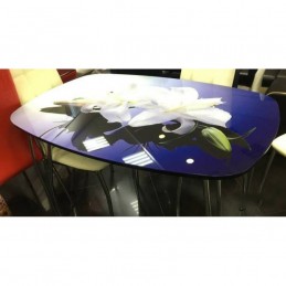 Стол обеденный "Агат" Лилия 120 см со стеклом