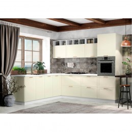 Кухня "Квадро" Ваниль кожа №2